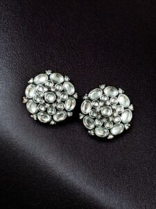 Stylish Stone Detailing Stud Earrings | Silver Plated German Silver Amazing Jewelry For Girls — "White"