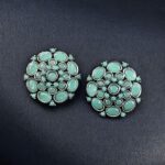 Stylish Stone Detailing Stud Earrings | Silver Plated German Silver Amazing Jewelry For Girls - "Mint"
