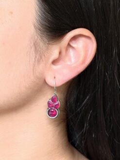 Traditional silver replica hook earrings for girls daily wear