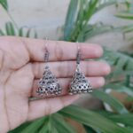 Geometric Design Jhumka Hook Earrings with Traditional Ghungroo Work for Women