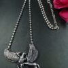 Silver Plated Winged Horse Charm Chain Pendant with Mythical Design and Antique Finish