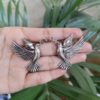 German Silver Bird Stud Earrings for Women with Stylish Ethnic Design