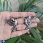 German Silver Bird Stud Earrings for Women with Stylish Ethnic Design