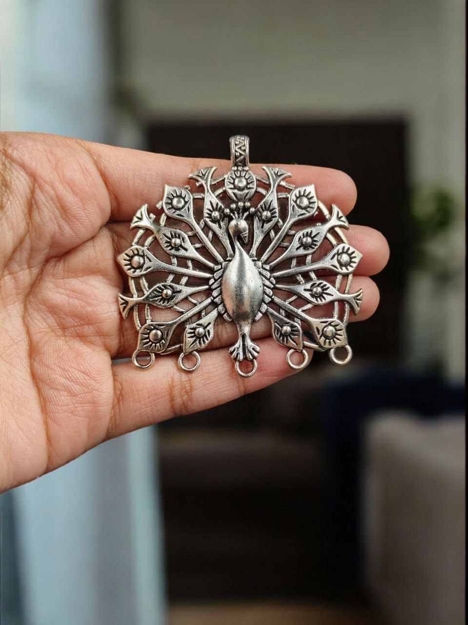 Beautiful Peacock Design German Silver Charm for Artistic DIY Jewelry Craft Projects 2 Beautiful Peacock Design German Silver Charm for Artistic DIY Jewelry Craft Projects - Image 2