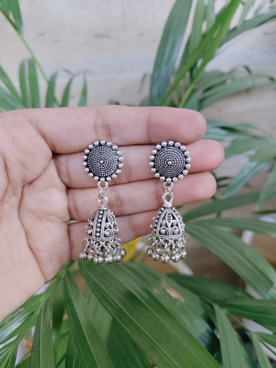 Silver Plated Small Size Jhumka Earrings with Elegant Traditional Design for Women 1 Silver Plated Small Size Jhumka Earrings with Elegant Traditional Design for Women