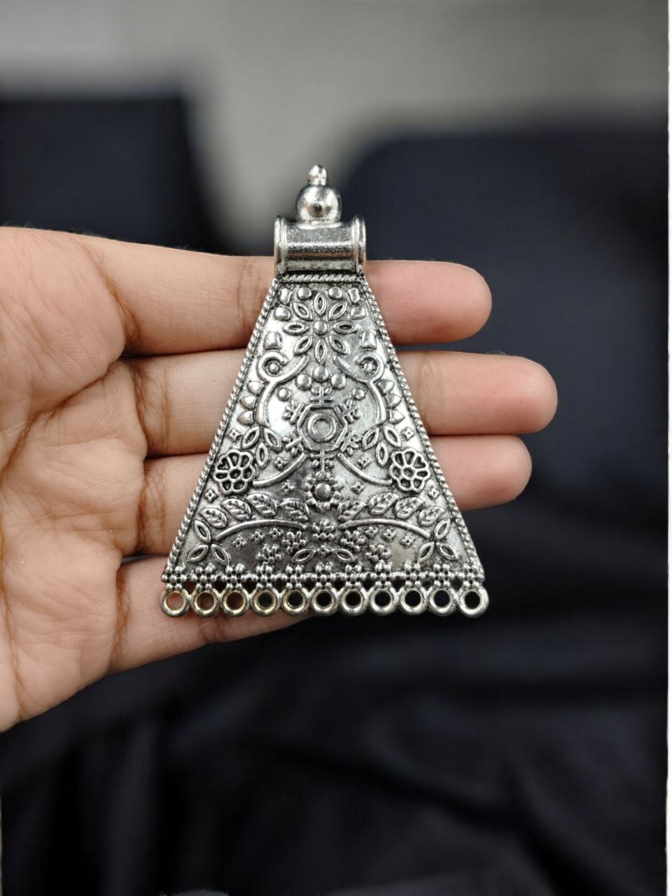 Floral Art German Silver Pendant Raw Material for DIY Jewelry 2 Floral Art German Silver Pendant Raw Material for DIY Jewelry - Image 2