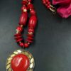 Designer Chunky Beaded Jewelry Necklace with Red Stone Work Perfect Gift for Women