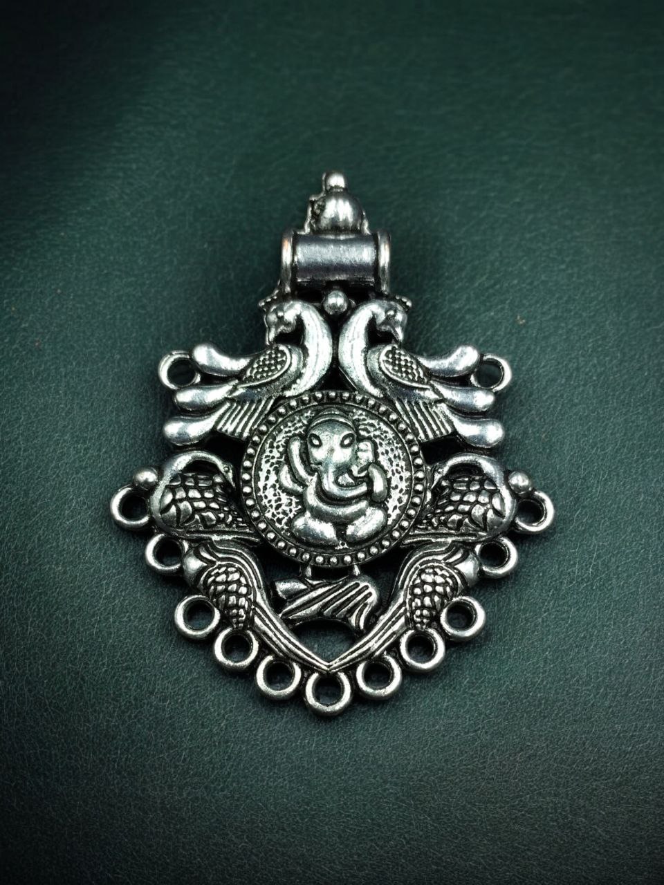 Peacock Ganesha Design German Silver Pendant for DIY Jewelry Making Raw Material Supplies 1 Peacock Ganesha Design German Silver Pendant for DIY Jewelry Making Raw Material Supplies