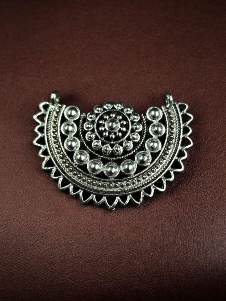 Half Moon Shaped Beautiful Look German Silver Artisan Charm for DIY Jewelry Crafting