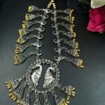 Ethnic Silver Plated Bird Design Necklace with Beautiful Golden Beads Work