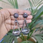 Vintage Tribal Style Silver Plated Dangler Earrings with Antique Design Appeal