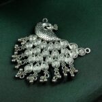 Peacock Design German Silver Pendant with Ghunghuroo Detailing for DIY Jewelry Making Handcrafted Charm
