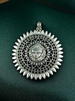 Goddess Laxmi Religious Art German Silver Auspicious Charm for Spiritual DIY Jewelry Making