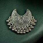 Ghungroo Floral Art German Silver Pendant Raw Material for DIY Jewelry