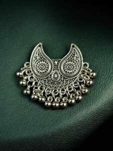 Ghungroo Floral Art German Silver Pendant Raw Material for DIY Jewelry