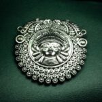 Maa Durga Traditional Art German Silver DIY Raw Material Pendant for Jewelry Making