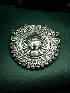 Maa Durga Traditional Art German Silver DIY Raw Material Pendant for Jewelry Making