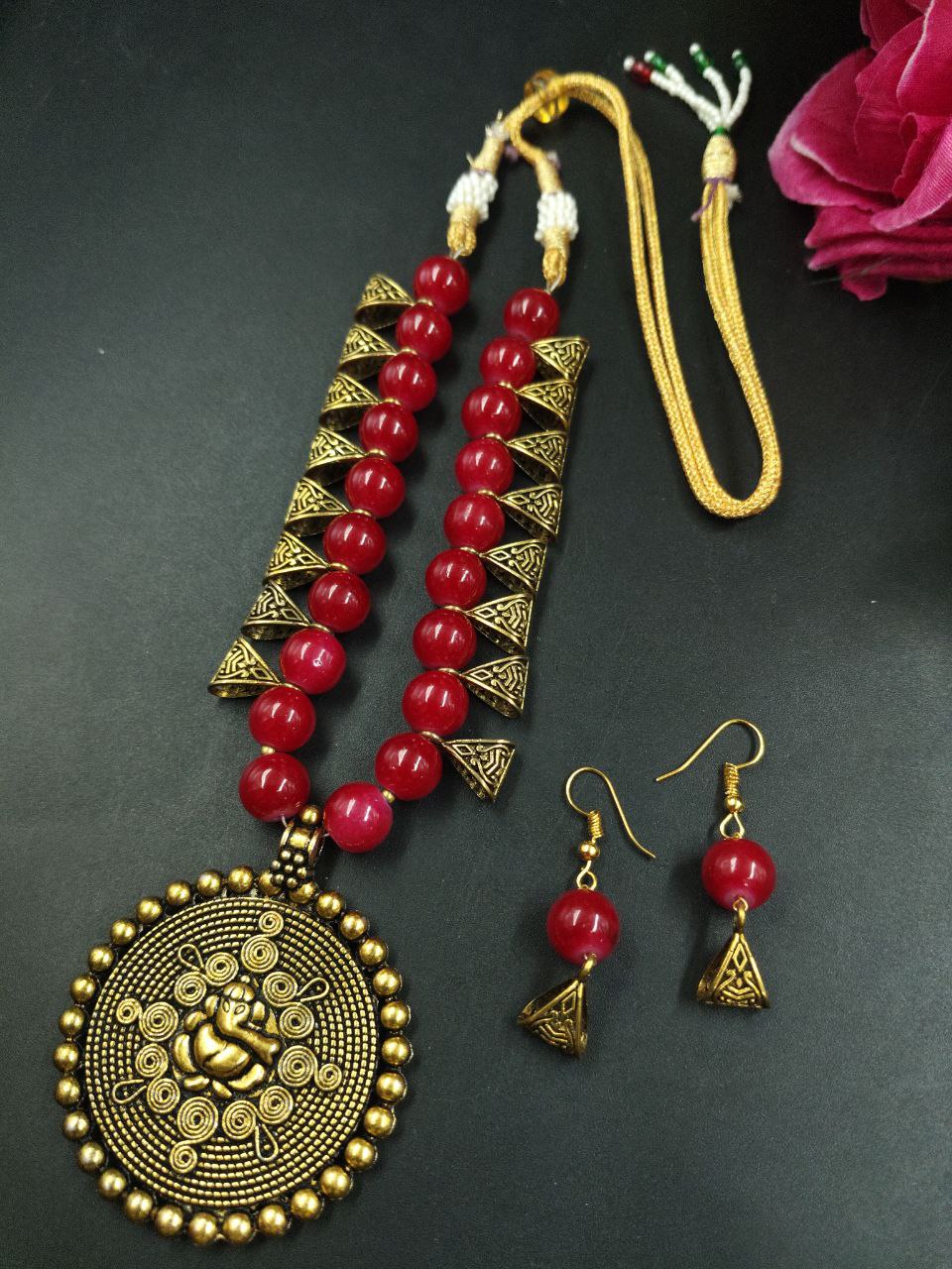 Ganesha Design Gold Plated Necklace Set for Women Traditional Spiritual Wedding Partywear Jewelry 1 Ganesha Design Gold Plated Necklace Set for Women Traditional Spiritual Wedding Partywear Jewelry
