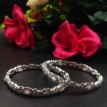 Silver Plated AD Stone Work Designer Bangles for Women Elegant Traditional Partywear Jewelry