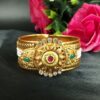 Gold Plated Openable Bangle with Elegant Stone Detailing for Festive Party Wear