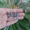 Silver Plated Geometric Art Hook Earrings with Stylish Stone Work for Women 2 photo 33 2025 12 12 16 35 48