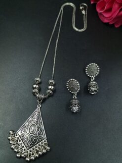 Floral Art Chain Pendant Necklace with Traditional Ghungroo Detailing for Women’s Ethnic Style