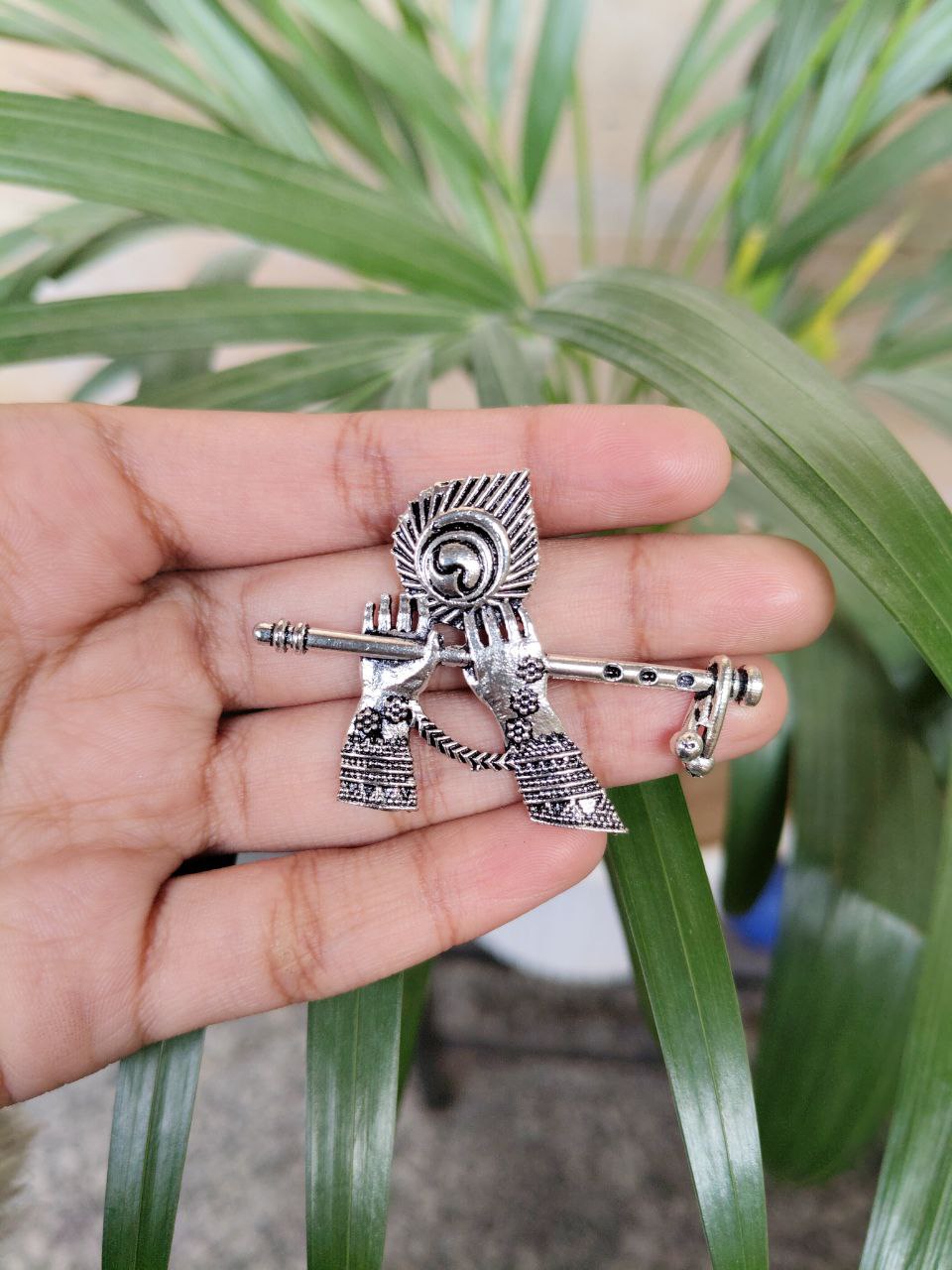 Krishna's Flute German Silver Religious Pendant for DIY Jewelry Making Handcrafted Traditional Charm 2 Krishna's Flute German Silver Religious Pendant for DIY Jewelry Making Handcrafted Traditional Charm - Image 2