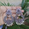 Silver Plated Boho Style Floral Dangler Earrings with Elegant Stone and Pearl Work 2 photo 34 2025 12 12 16 35 48