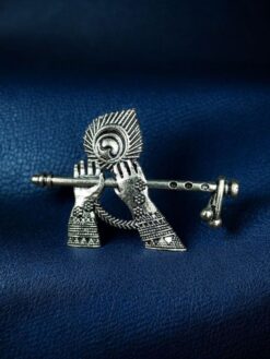 Krishna's Flute German Silver Religious Pendant for DIY Jewelry Making Handcrafted Traditional Charm