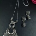 Half Moon Design Chain Pendant Necklace with Traditional Ghungroo Detailing for Women
