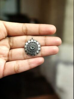 Round Design Pendant German Silver DIY Jewelry Raw Material for Handmade Craft Necklace Making