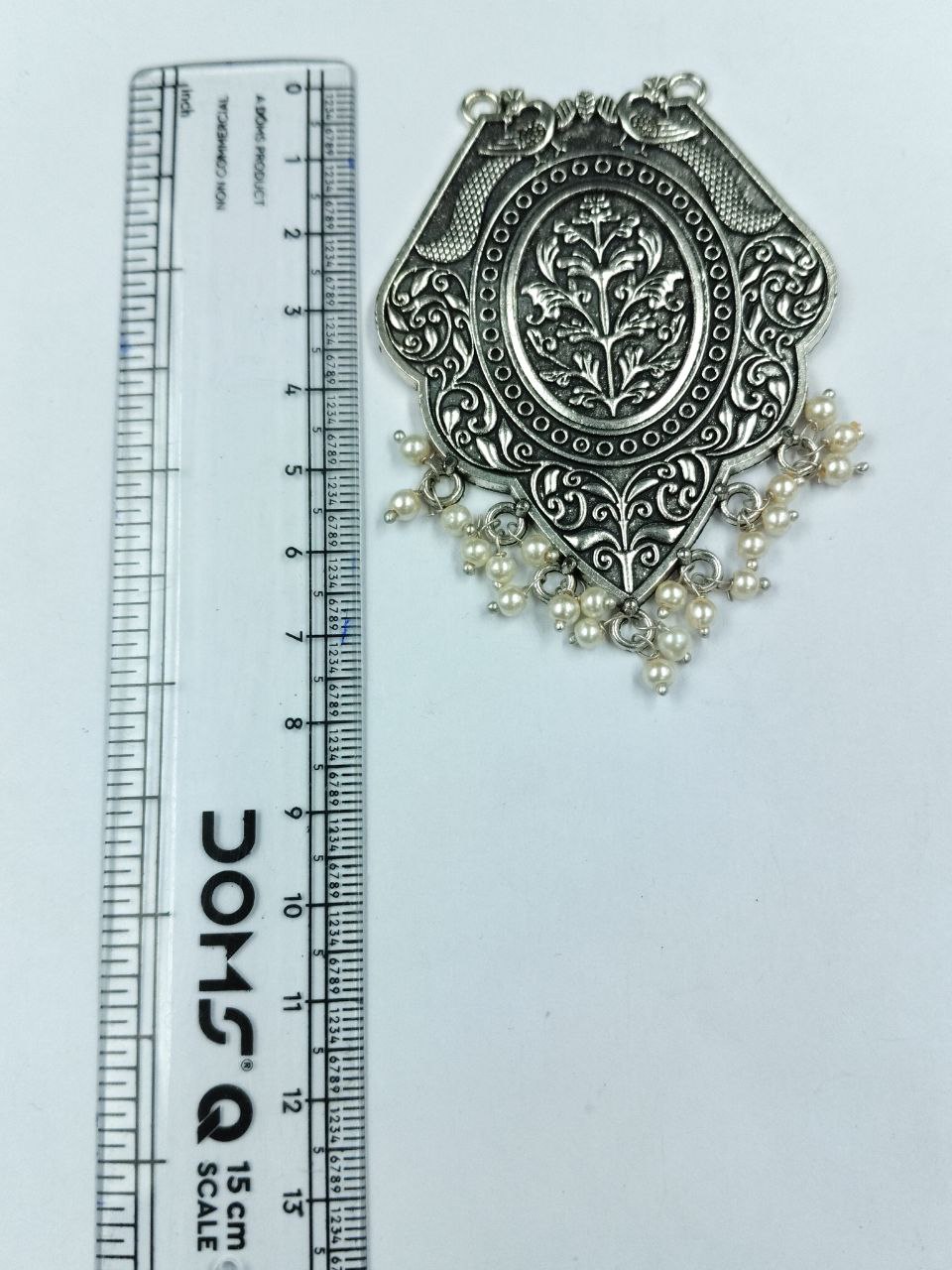 Peacock Design German Silver Pendant with Pearl Work for DIY Jewelry Making 3 Peacock Design German Silver Pendant with Pearl Work for DIY Jewelry Making - Image 3