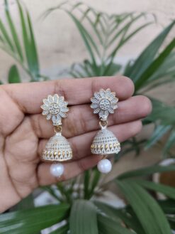Gold Plated German Silver Jhumki Earrings for Women with Ethnic Style