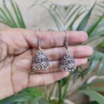 German Silver Jhumki Hook Earrings for Women with Traditional Ethnic Style