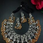 German Silver Peacock Thread Necklace for Women with Traditional Ethnic Style