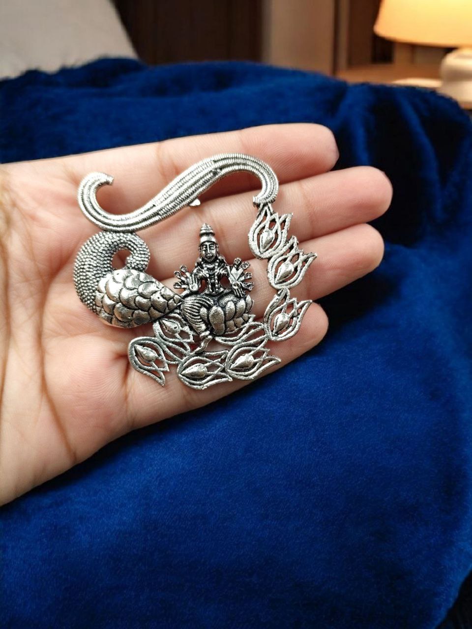 Maa Laxmi Spiritual German Silver Pendant for DIY Jewelry Making Handmade Religious Craft Charm 2 Maa Laxmi Spiritual German Silver Pendant for DIY Jewelry Making Handmade Religious Craft Charm - Image 2