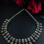 Silver Plated Stone Choker Necklace for Women Elegant Traditional Partywear Jewelry