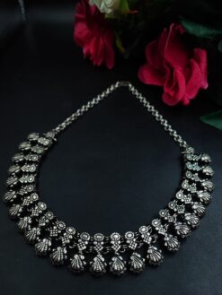 Silver Plated Stone Choker Necklace for Women Elegant Traditional Partywear Jewelry