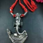 Religious Ganesha Silver Plated Thread Necklace for Daily Wear and Spiritual Style