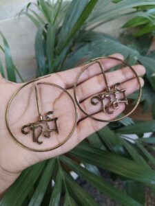 Spiritual Karma Word Gold Plated Round Shape Earrings with Elegant Meaningful Design