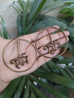 Spiritual Karma Word Gold Plated Round Shape Earrings with Elegant Meaningful Design