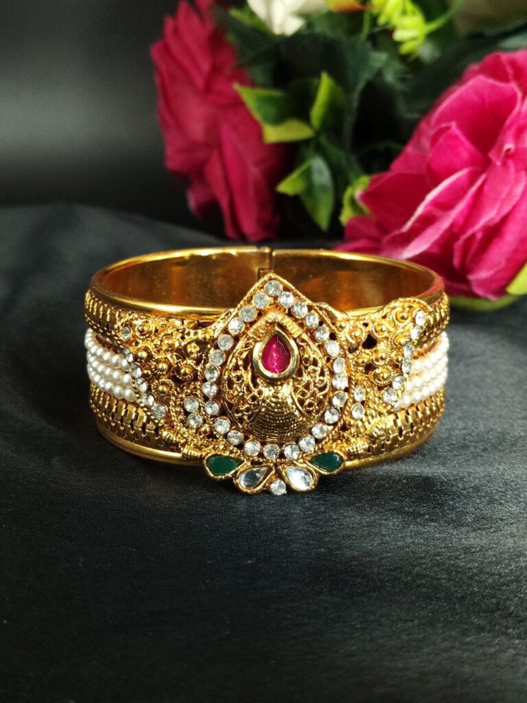 Elegant Party Wear Gold Plated Bangle with Premium Festive Shine
