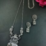 Elephant Design German Silver Chain Pendant Necklace Set for Women Traditional Ethnic Jewelry