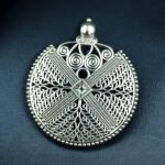 Floral Art Round Pendant German Silver DIY Jewelry Raw Material for Handmade Craft Necklace Making