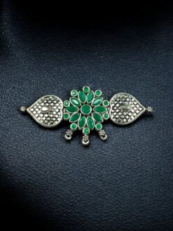 Flower Stone Work German Silver Pendant Raw Material for DIY Jewelry