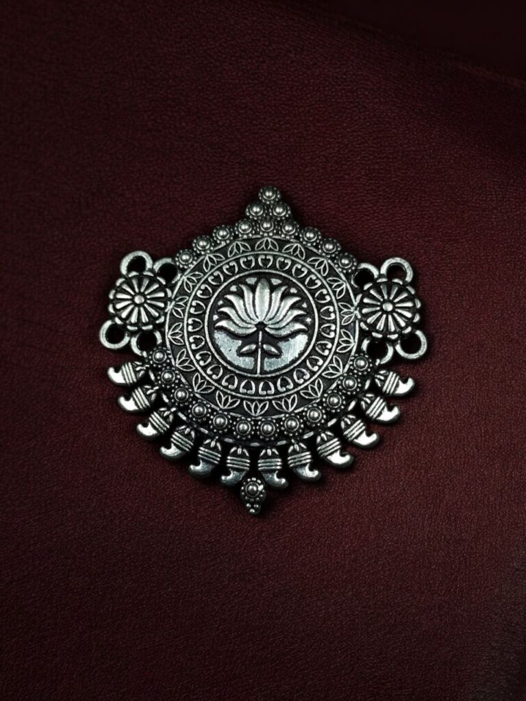 Lotus Design Floral Art Silver Plated German Silver Elegant Charm for DIY Jewelry Making