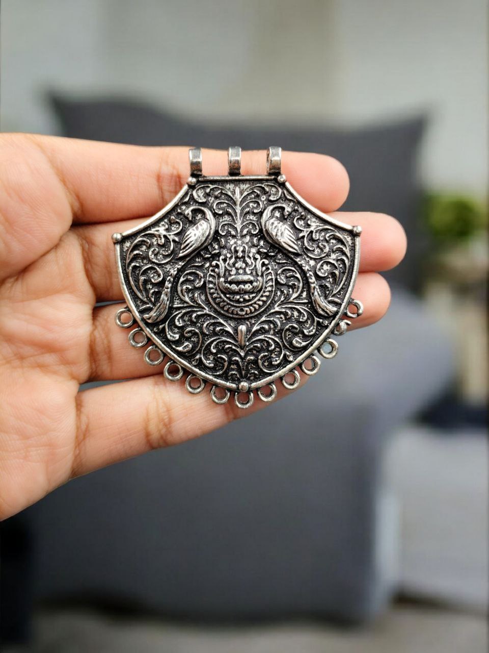 Peacock Design Floral Art Silver Plated German Silver Designer Charm for Creative DIY Jewelry Making 2 Peacock Design Floral Art Silver Plated German Silver Designer Charm for Creative DIY Jewelry Making - Image 2