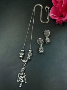 Women German Silver Chain Pendant Necklace for Elegant Traditional Ethnic Jewelry