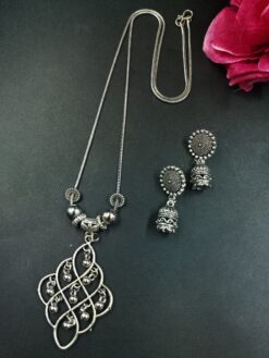 Ghungroo German Silver Chain Pendant Necklace for Women