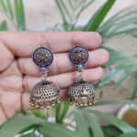 Elegant Two-Tone Jhumki Dangler Earrings with Traditional Ghungroo Detailing for Women